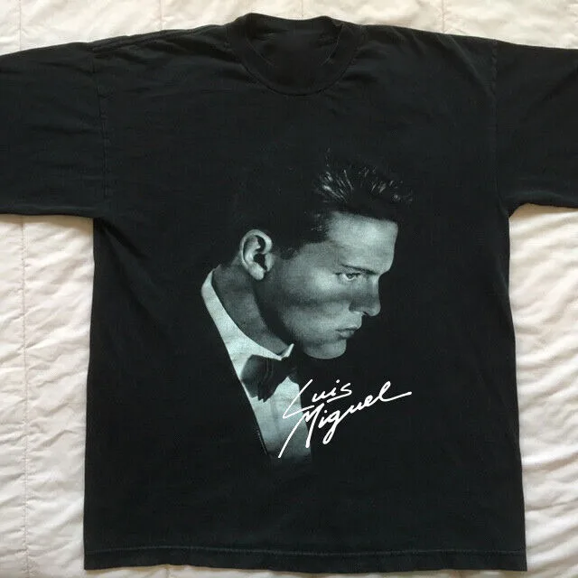 Luis Miguel Retro Signature Singer Black T-shirt All Sizes Gift Fans S-3XL