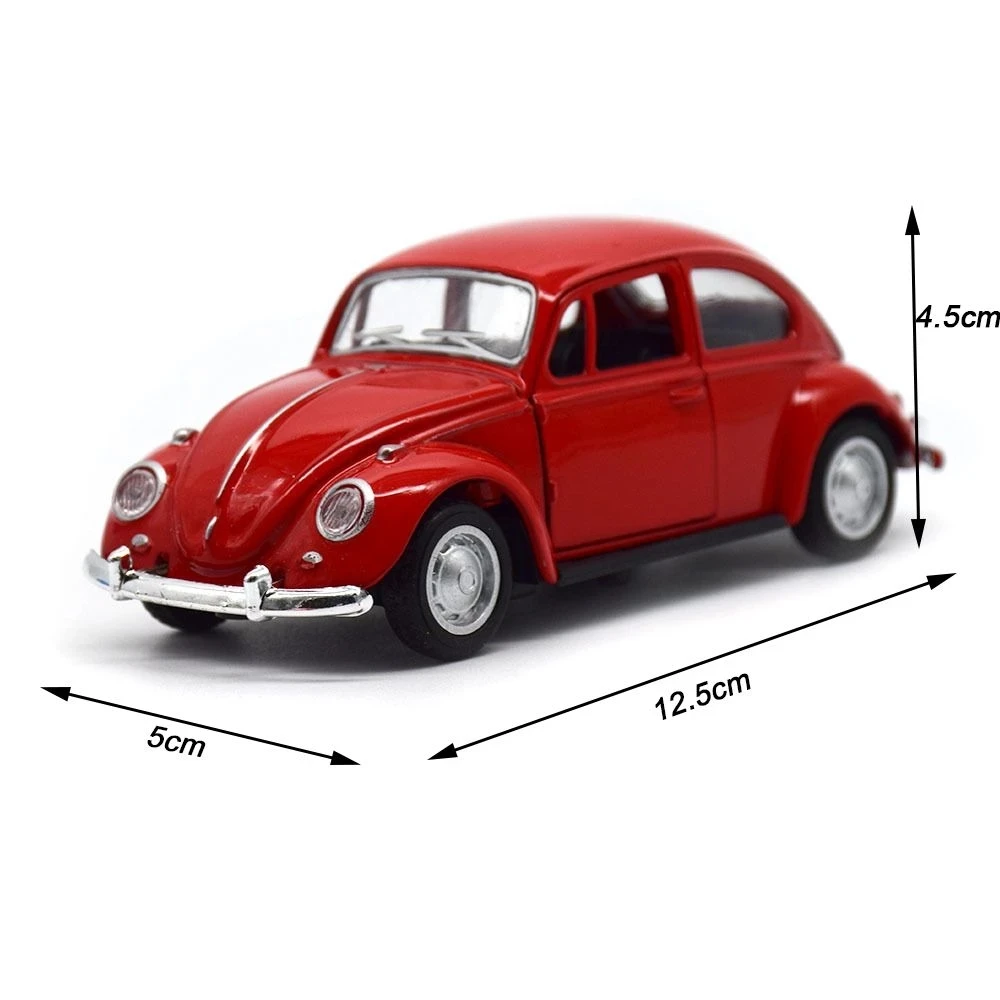 Beetle Diecast Pull Back Car Model Toy New Lovely Vintage for Children Gift Decor Cute Figurines Miniatures