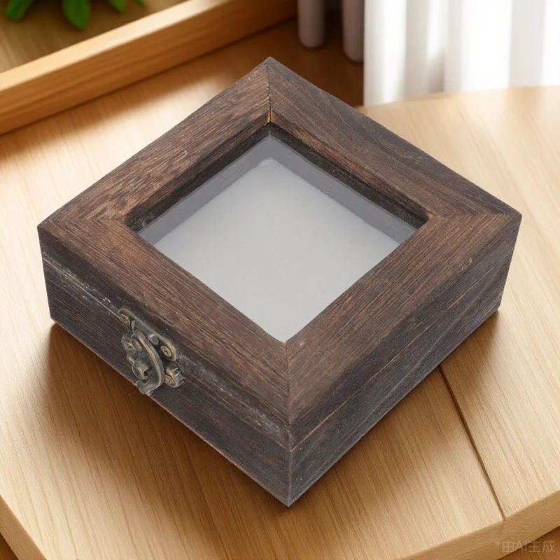 

Retro Wooden Specimen Box Lidded Display Case For Butterfly Insect Jewelry Collection Cards Storage Transparent Dustproof Lid