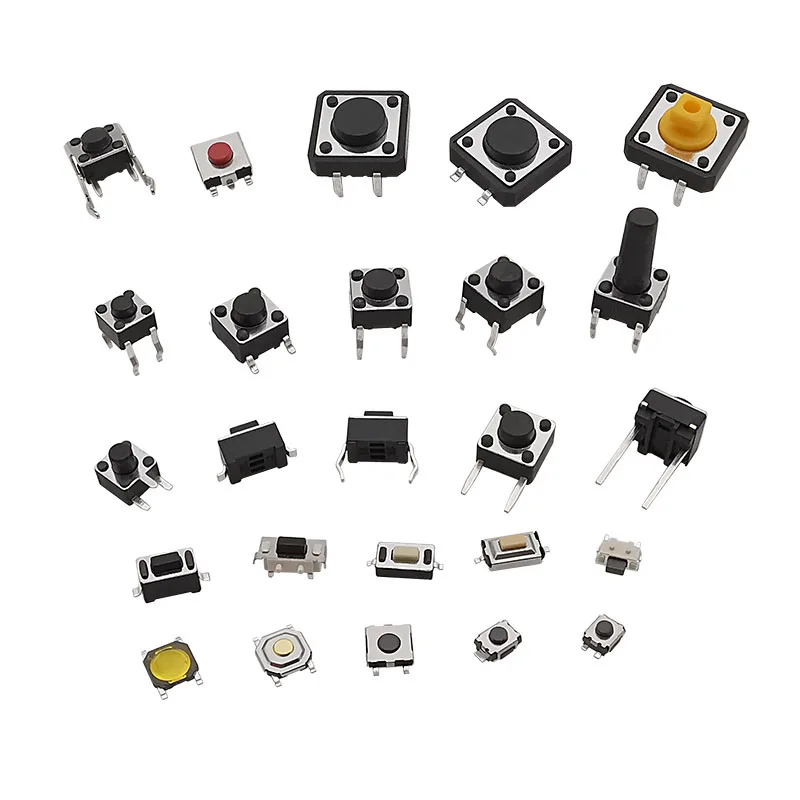 125Pcs Mini Micro Momentary Tactile Push Button Switch 25 Types SMD 2/3/4Pin 3x4mm 3x6mm 4x4mm 6x6mm 12x12mm Tact Switch Kit