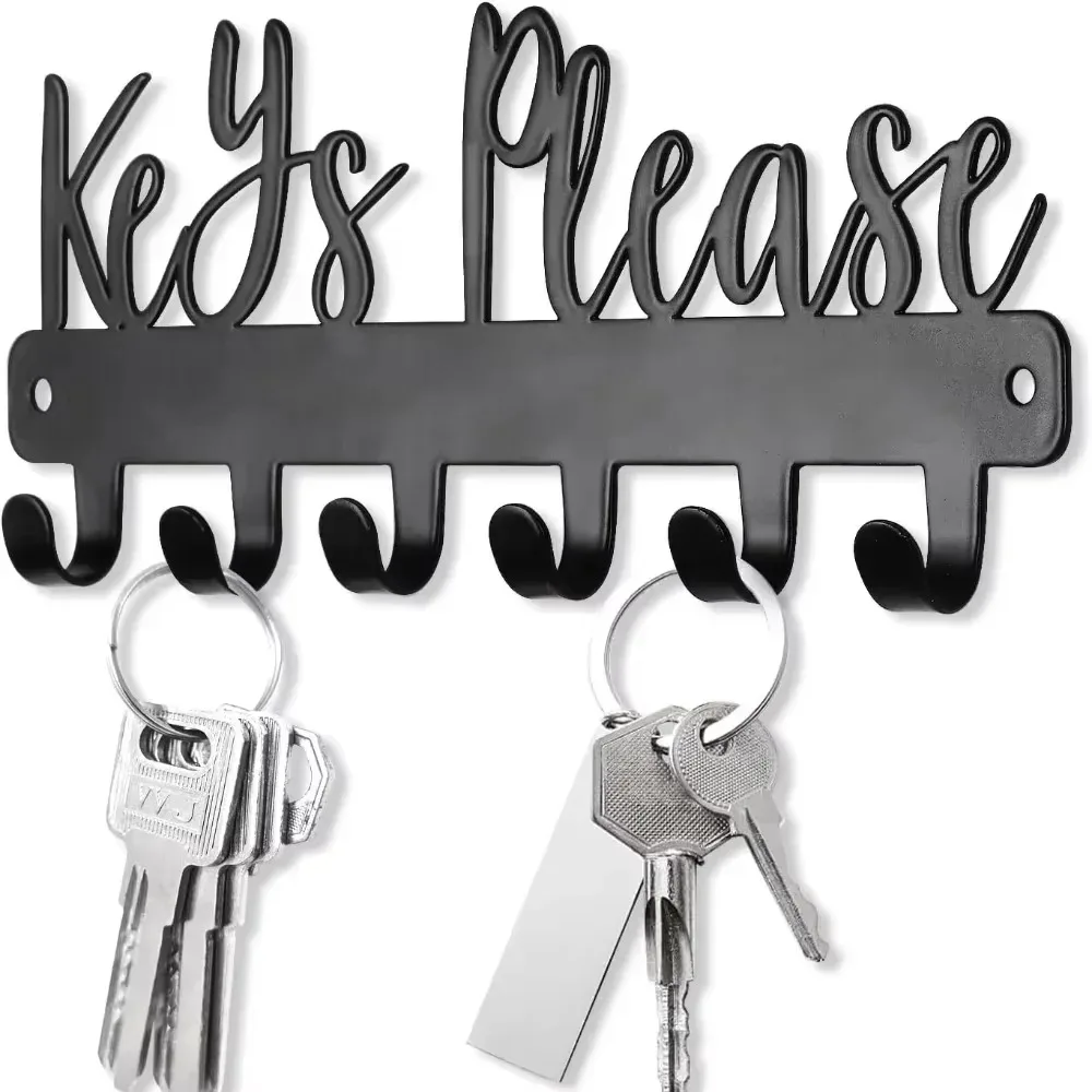 The Homey Metal Key Holder Wall Mounted - Black Organizer for Hallway Door Decor