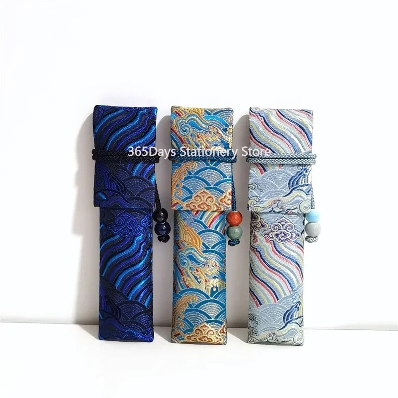 Luxury Exquisite Pure Handmade Silk Brocade Cotton Fountain Pen Curtain Pencil Bag Pencil Bag Stationery Storage Bag Gift