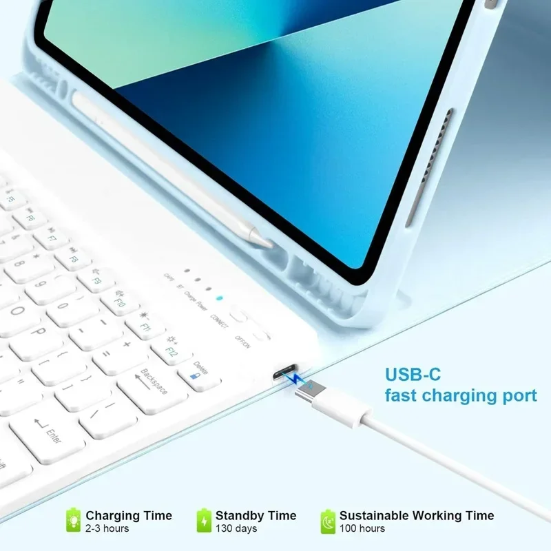 With Pencil Holder For Redmi Pad 2 9.7 Case with Keyboard Detachable Wireless Keyboard Tablet Cover Redmi Pad 2 SE 9.7 Funda