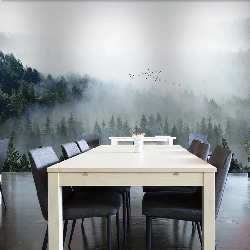 Carta Da Parati personalizzata Murale 3D Nube di Nebbia Foresta Natura Paesaggio Pittura Murale Studio Soggiorno Sfondo Muro Papel De Parede 3 D