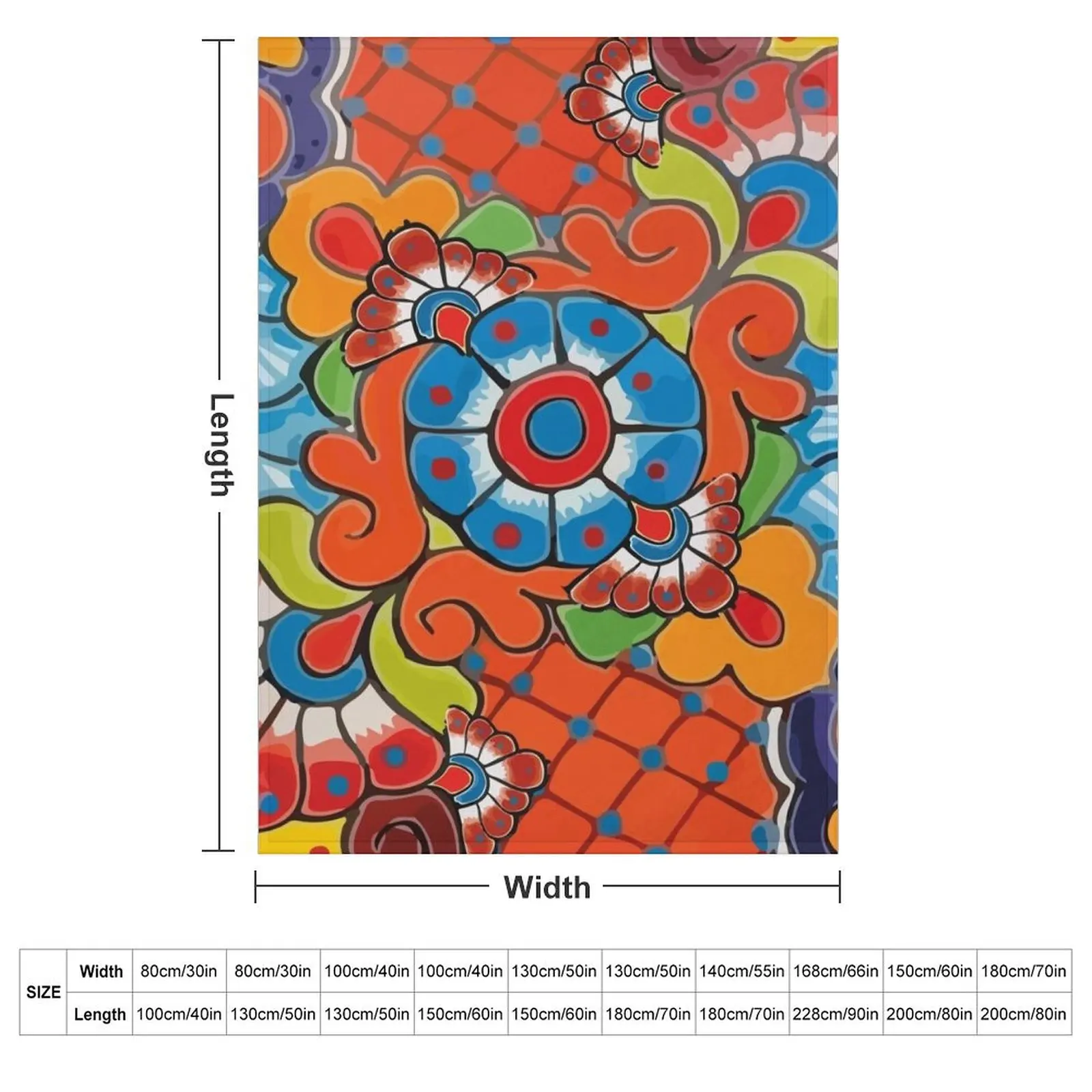 Orange azulejo maximalist mexican flowers talavera tiles Throw Blanket couch cozy soft plush fuzzy picnic outdoor blanket