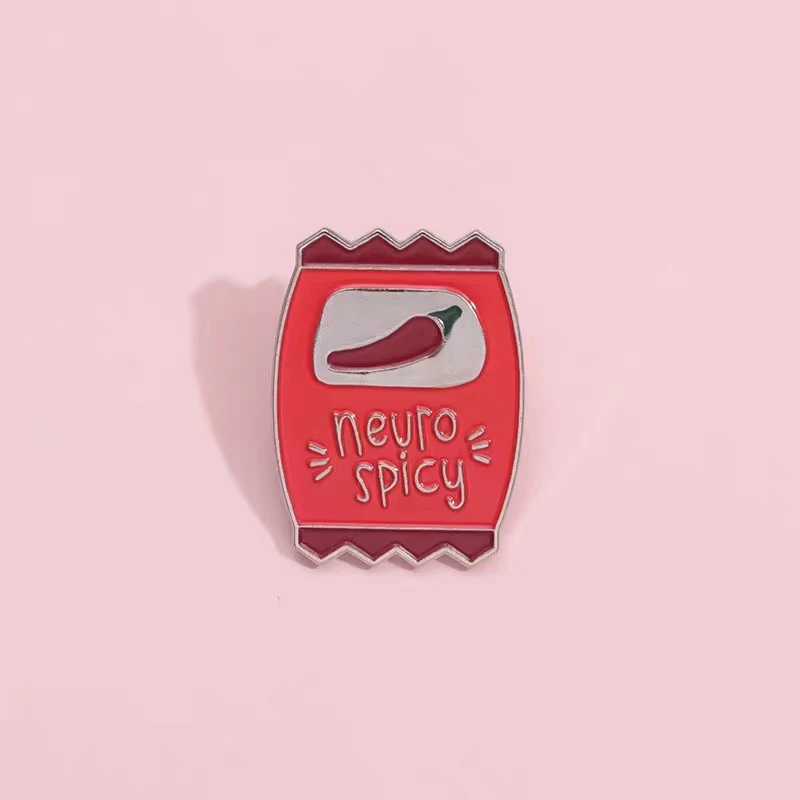 Neuro Spicy Enamel Pin Custom Chili Dipping Sauce Bun Brooches Lapel Badge Funny Food Jewelry Gift Wholesale