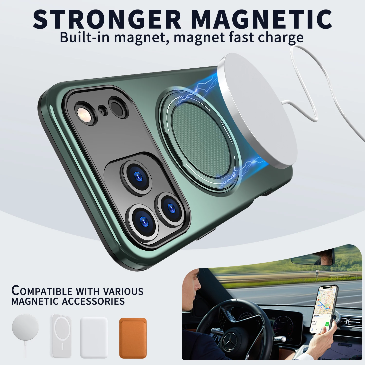 360 ° Magnetische Halterung Telefon Fall Für iPhone 17 Air 11 12 13 14 15 16 17 Pro Max Für Magsafe stoßfest Ständer Halter Abdeckung Funda – Detail 1