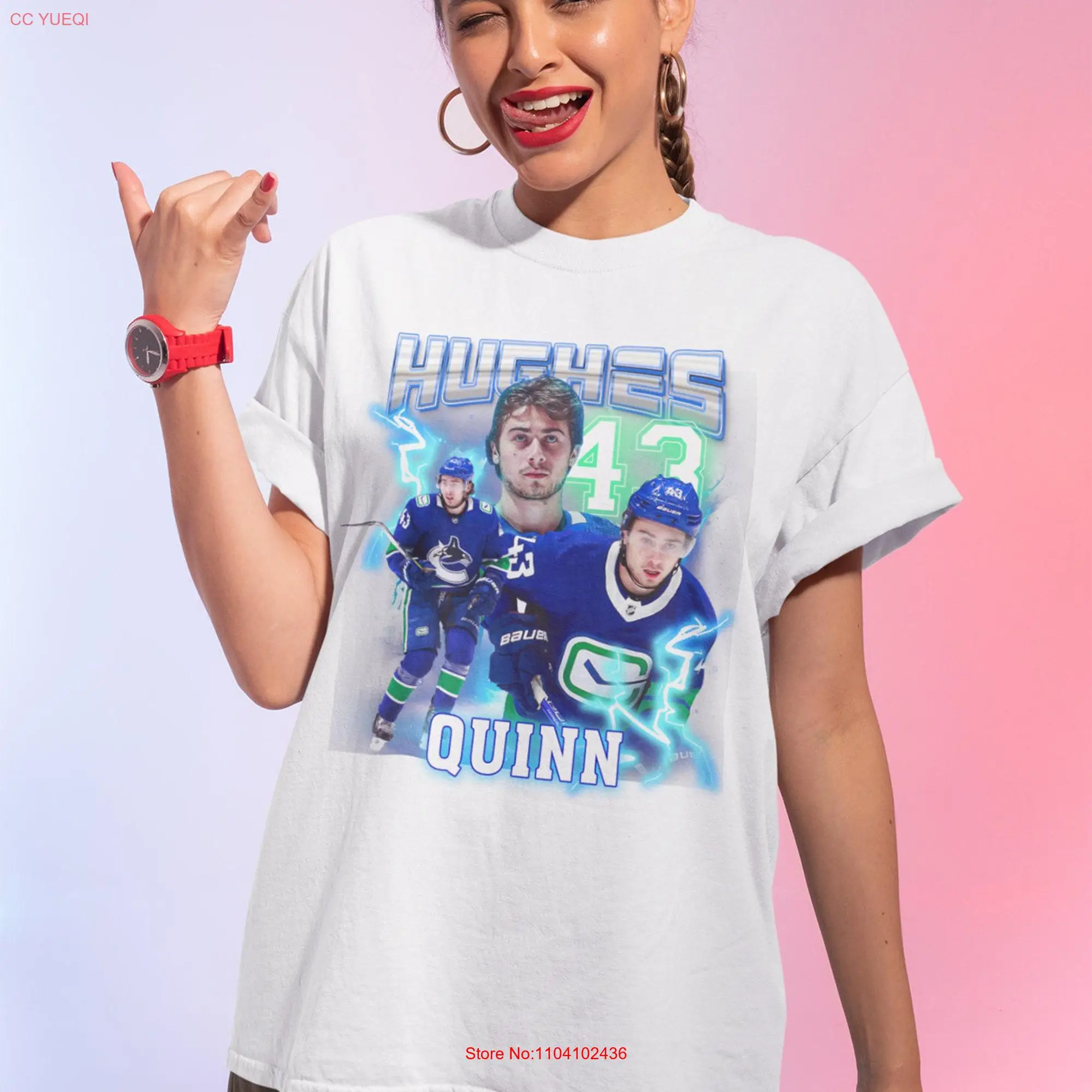 Quinn Hughes T Shirt Ice Hockey American Professional Championships Sport Merch Vintage SweaT Fans long or short sleeves