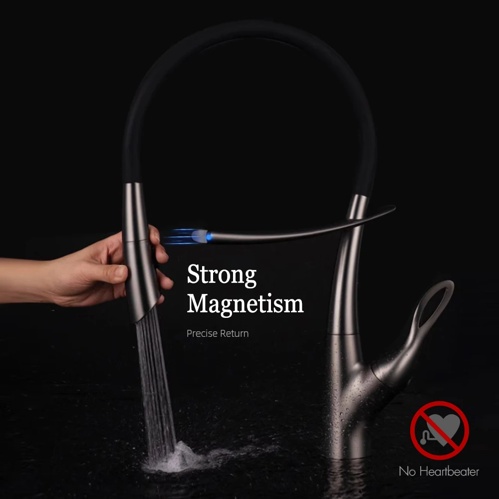 Pull Out Sensor Kitchen Faucet Single Handle Digital Display Pull Sprayer Tap Mounted Sink Mixer