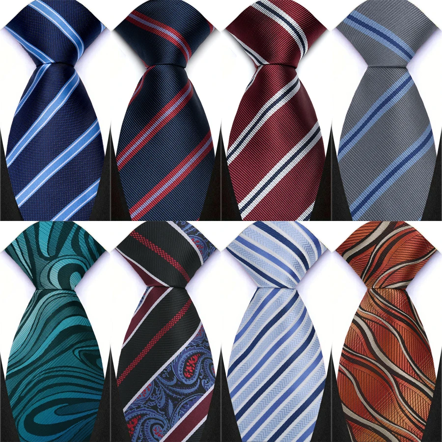 8 cm neue Herren-Krawatte, braun, blau, rot, bedruckt, modisch, klassisch, Polyester, gestreift, für Designer, Business, Hochzeit, Accessoire, Geschenk