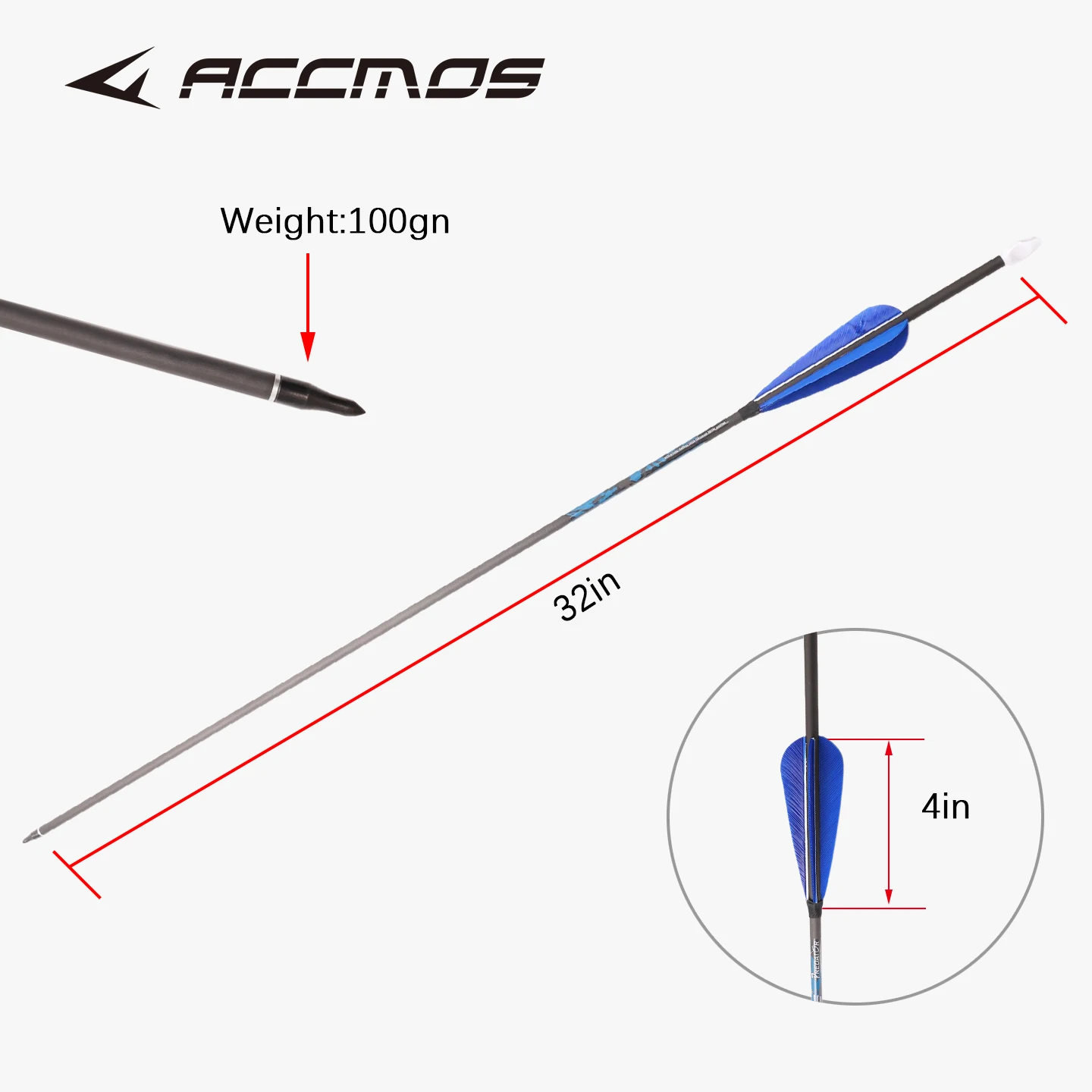 12/24 قطعة أسهم كربون نقي السهم رمح 4 ''الريشة الزرقاء ل قوس منحني/مجمع اطلاق النار الصيد في الهواء الطلق