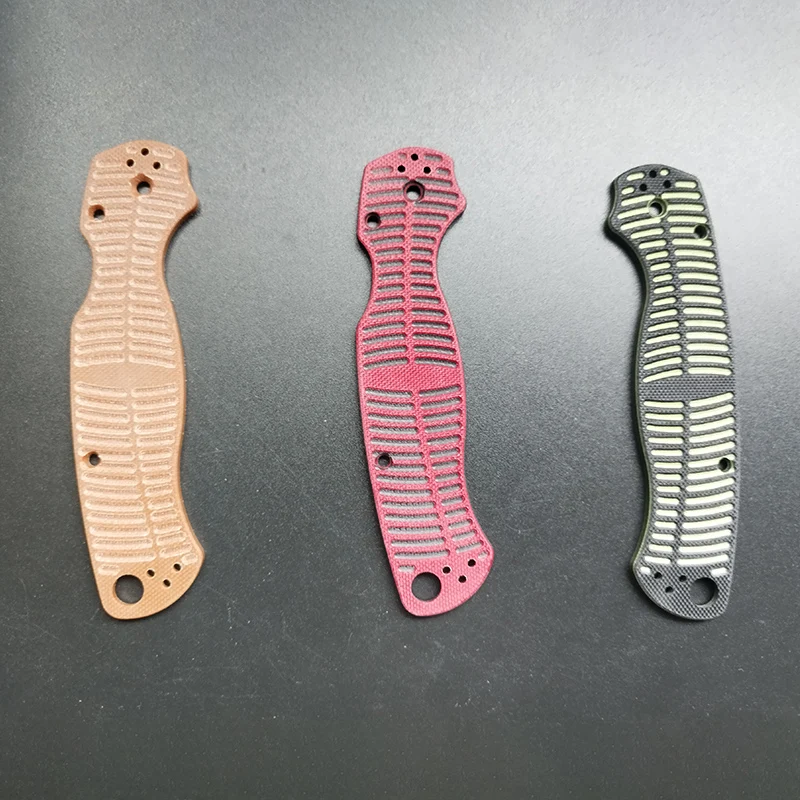 CNC 3 Colors Fish Bone Pattern Knife G10 Grip Handle Scales for Spyderco C81 Paramilitary2 Knives DIY Making Replace Accessories