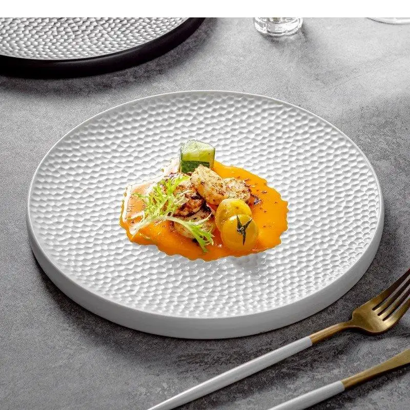 

Ceramic Dinner Plate Restaurant Circular Flat Steak Dessert Plates Snack Home Solid Color Tableware