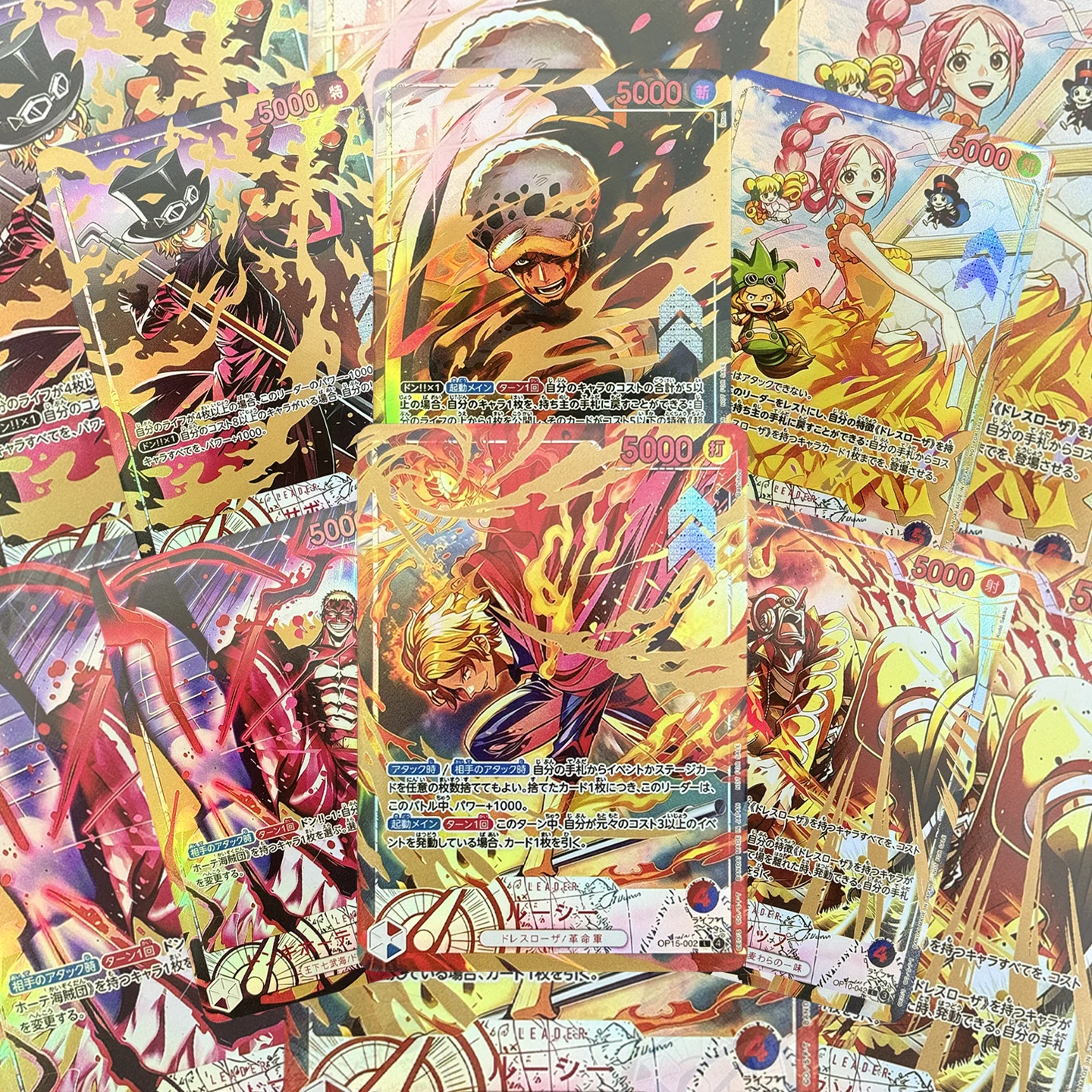 One Piece TCG JP Flame Flame Fruit Coliseum Lucy Rebecca Donquixote Doflamingo Sabo Usopp Law Collection Cards Anime Foil Cards