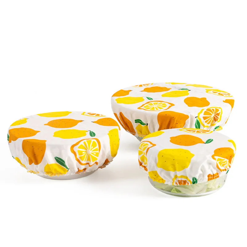 3Pcs/set Cotton Bowl Cover Washable Reusable Salad Bowl Dust Fresh-keeping Fruit Printed Food Wraps Cloth