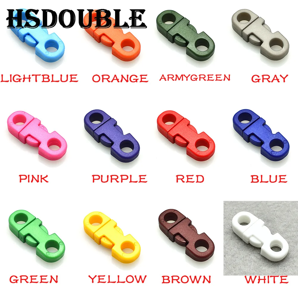 20 Pcs/Pack Colorful 5mm Hole's DIA Straight Flat Side Release Plastic Buckles For Mobile Phone Paracord