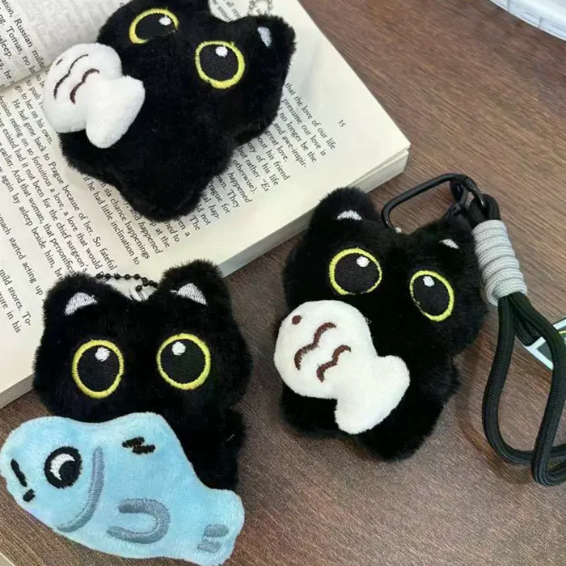 

Cute Cartoon Plush Black Cat Keychain Bag Pendant Decoration Kawaii Stuffed Doll Toy Car Keyring Accessories Couples Gift