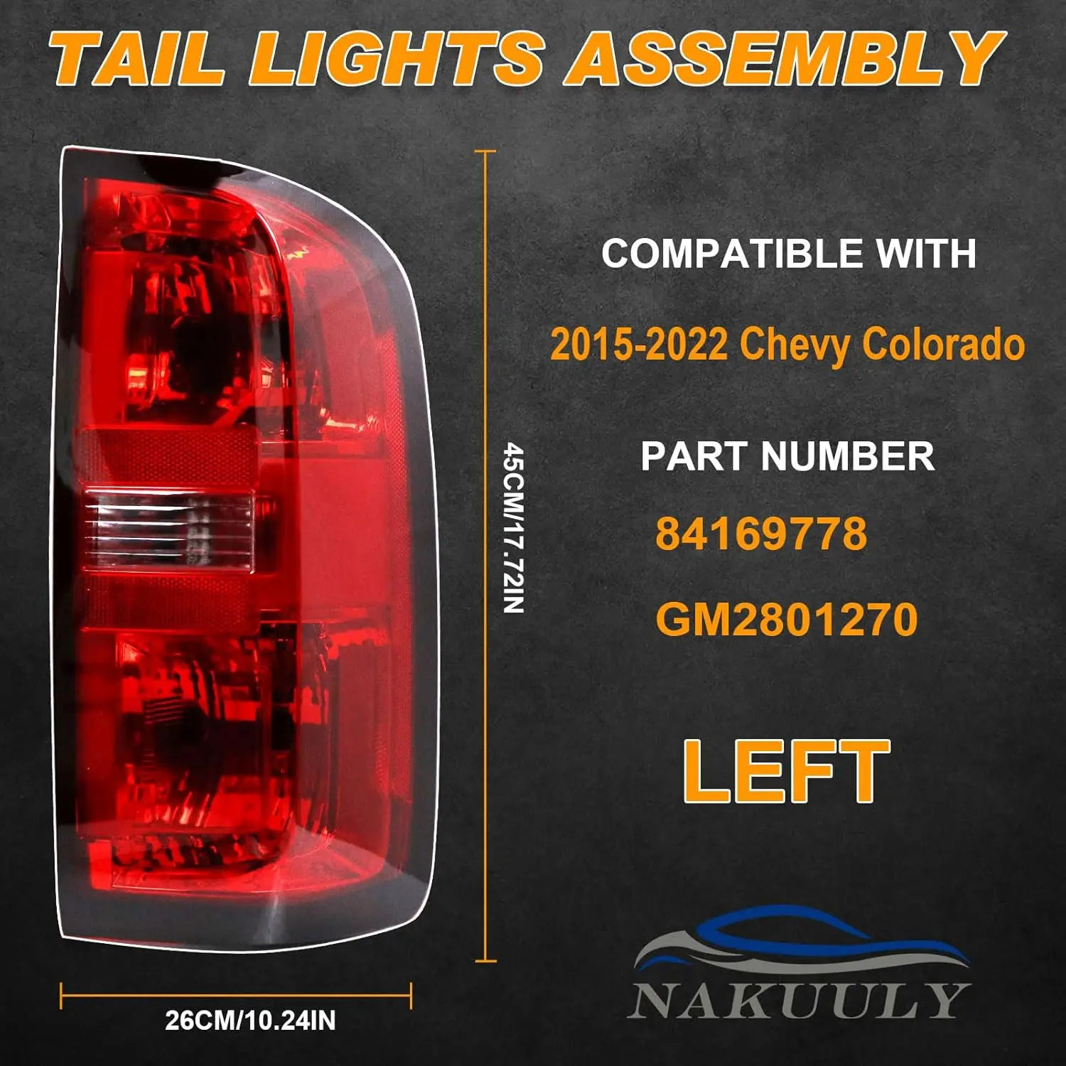 Tail Light Assembly Compatible With 2015-2022 Chevy Colorado Factory Style Right Passenger Side Taillight Brake Rear Lamp