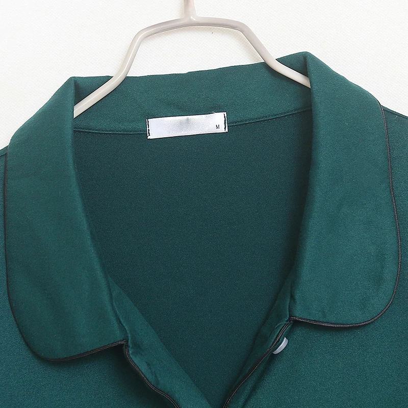 Soft Comfortable Pure Color Casual Long Sleeve Single Button Sleepwear Home Clothes Skin-friendly Loose Fit Spring Youth Poly...