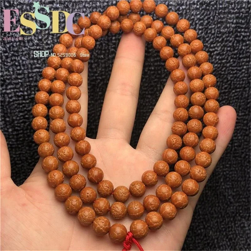 Wholesale 10mm Natural Dragon Scale Rudraksha 5-petal Grinding Toothless Beads Men and Women's 108 Bracelet Meditation Jewelry