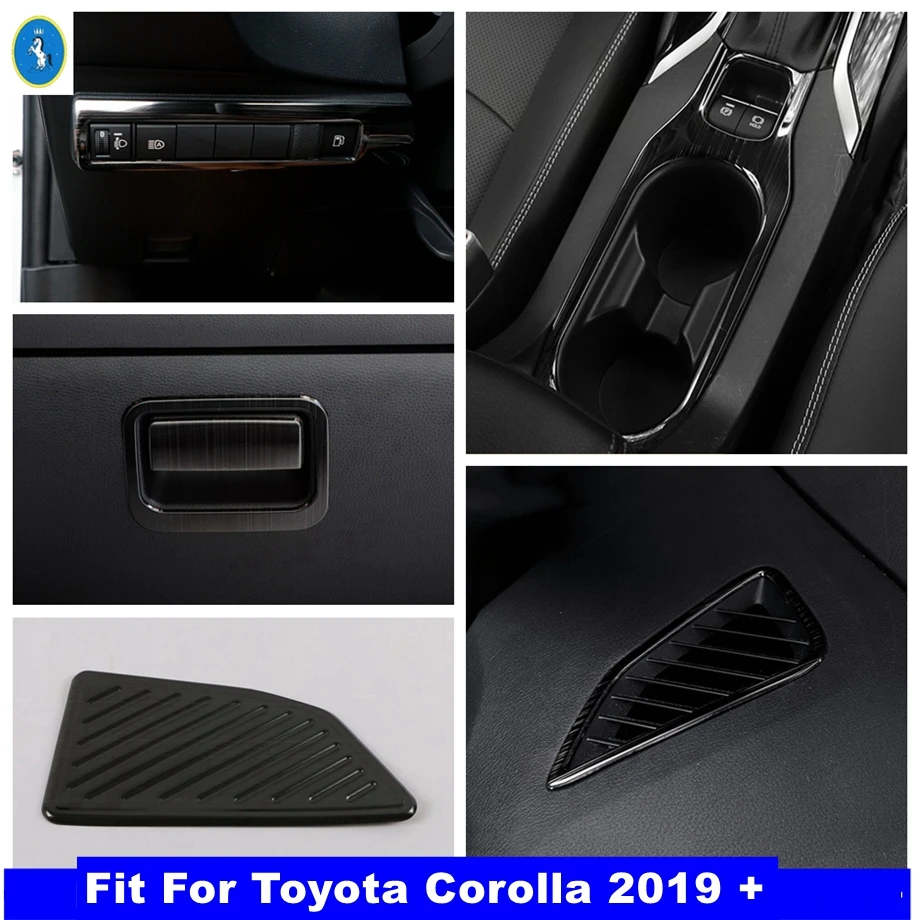 

Black Brushed Car Lights Control Panel / Air AC / Glove Storage Box Decor Cover Trim For Toyota Corolla 2019 - 2024 Accessories