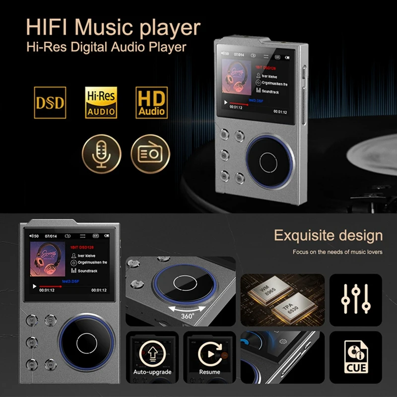 MP3 Player Lossless DSD High Definition Portable Hi-Fi Digital Audio Music Player With 16GB Lossless Music