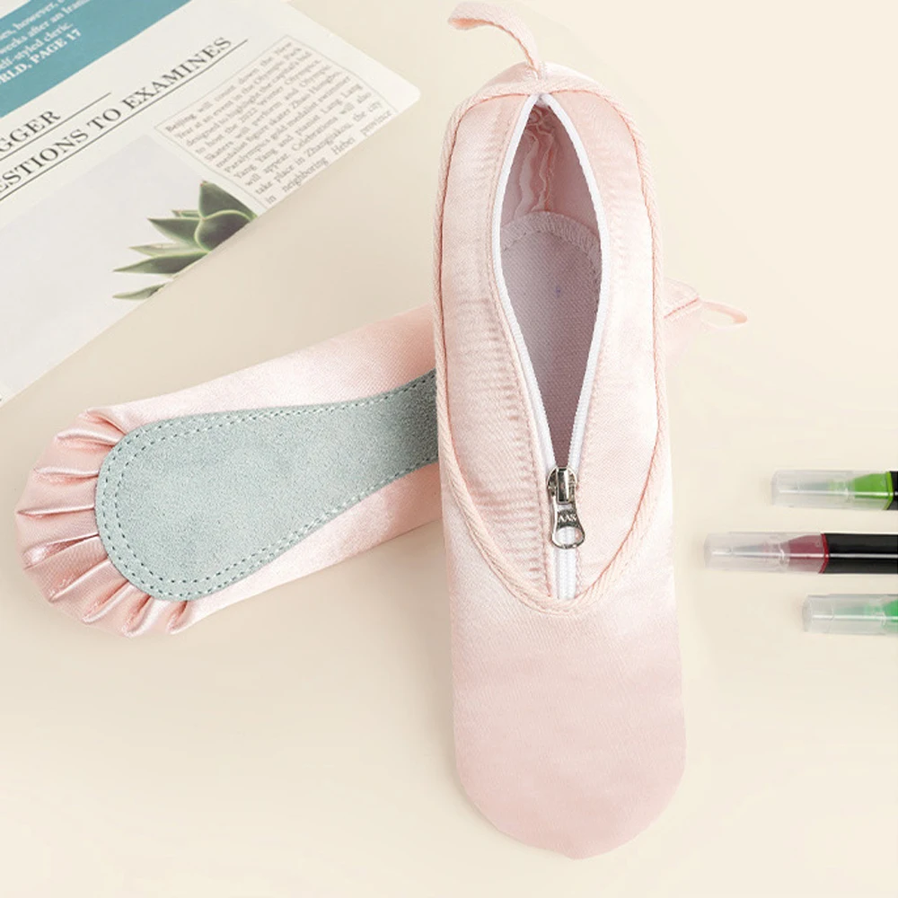 Multifunctional Pencil Case Creative Ballet Shoe Shape Pen Bag Stationery Bag Large Capacity Pen Eraser Storage Zipper Pouch