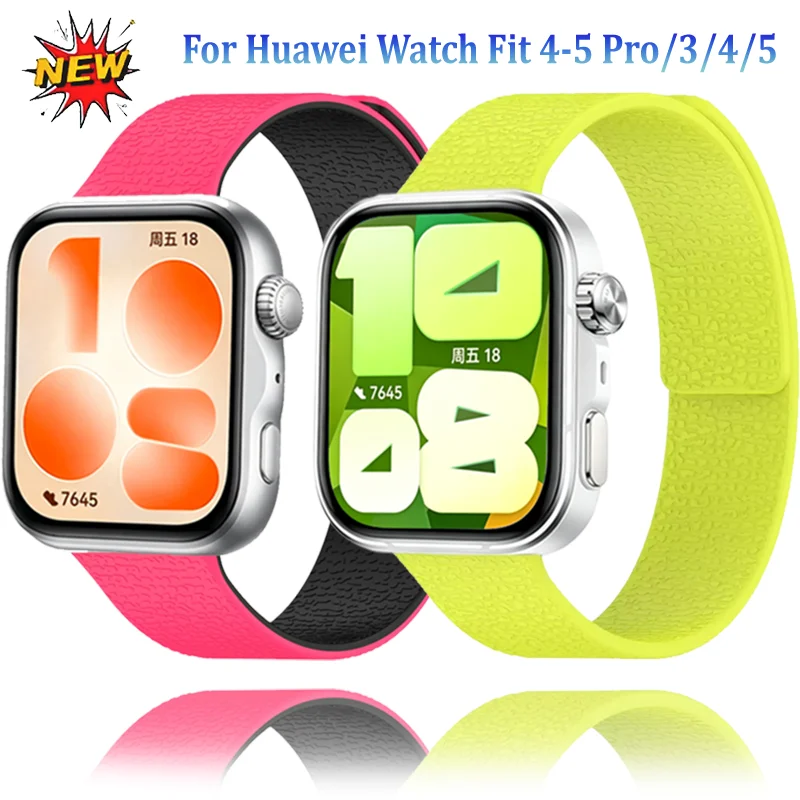 Silikonarmband für Huawei Watch Fit 5/5 Pro, magnetisches Litchi-Grain-Armband, Armband Correa Huawei Watch Fit 3/4/4 Pro Zubehör