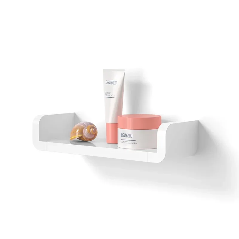 Bathroom Shelf Storage Organizer Rack Waterproof Wall Shelves White Plastic Bathroom Accessories Without Drilling