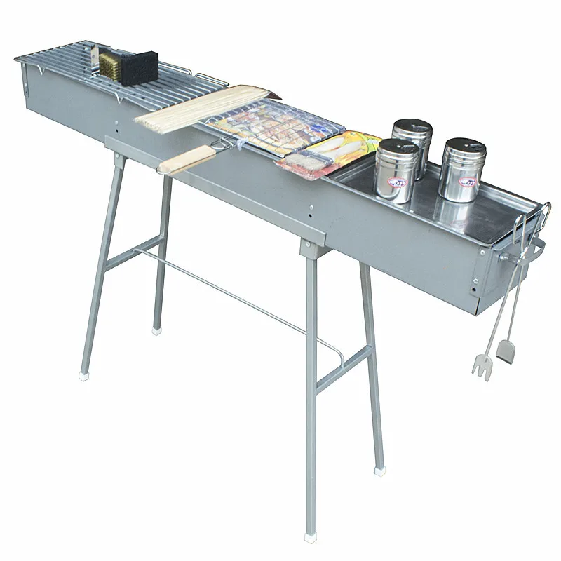 

Thick mutton skewers large charcoal outdoor barbecue stove commercial barbecue grill 1.2 meters long 18 inner width