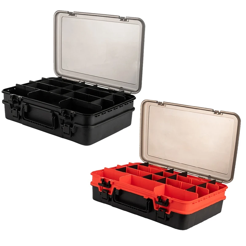 

Double Layer Fishing Lure Boxes Fishing Tackle Box Plastic Waterproof Fly Fishing Tool Box Orange