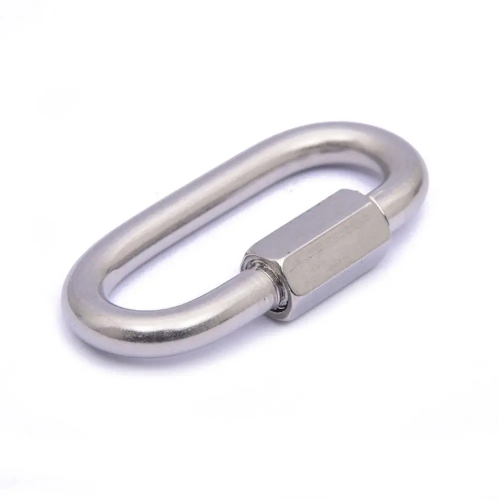Stainless Steel Quick Links Screw Lock Climbing Gear Carabiner Safety Snap Hook Chain Connecting Ring Carabiners