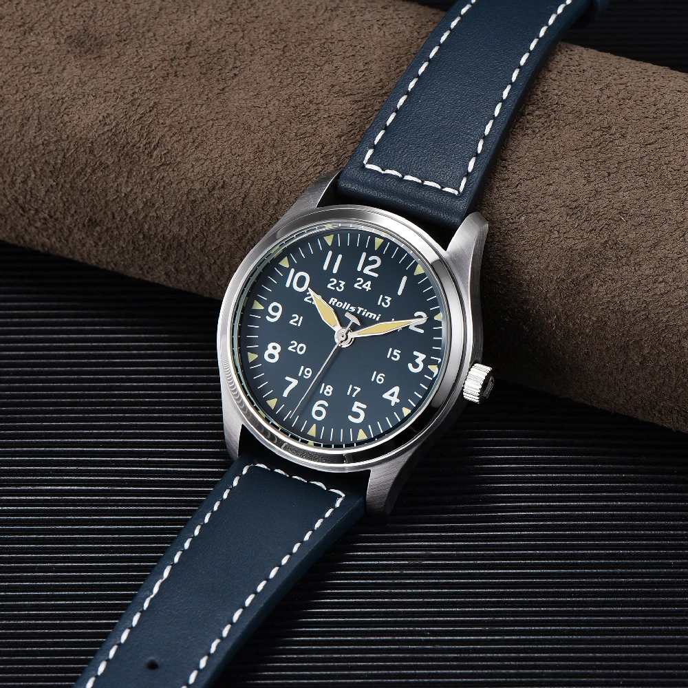 

Новинка 2023 года, мужские часы Rollstimi с простым кварцевым циферблатом, водонепроницаемые часы с сапфировым зеркалом, 50 м, мужские наручные часы с кожаным ремешком