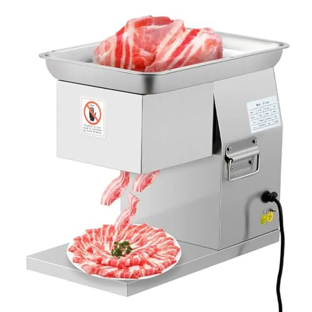 Automatic Stainless Steel Meat Cutter Machine Commercial Grade 800W Slicer Adjustable 3mm Detachable Blade Swift Precision