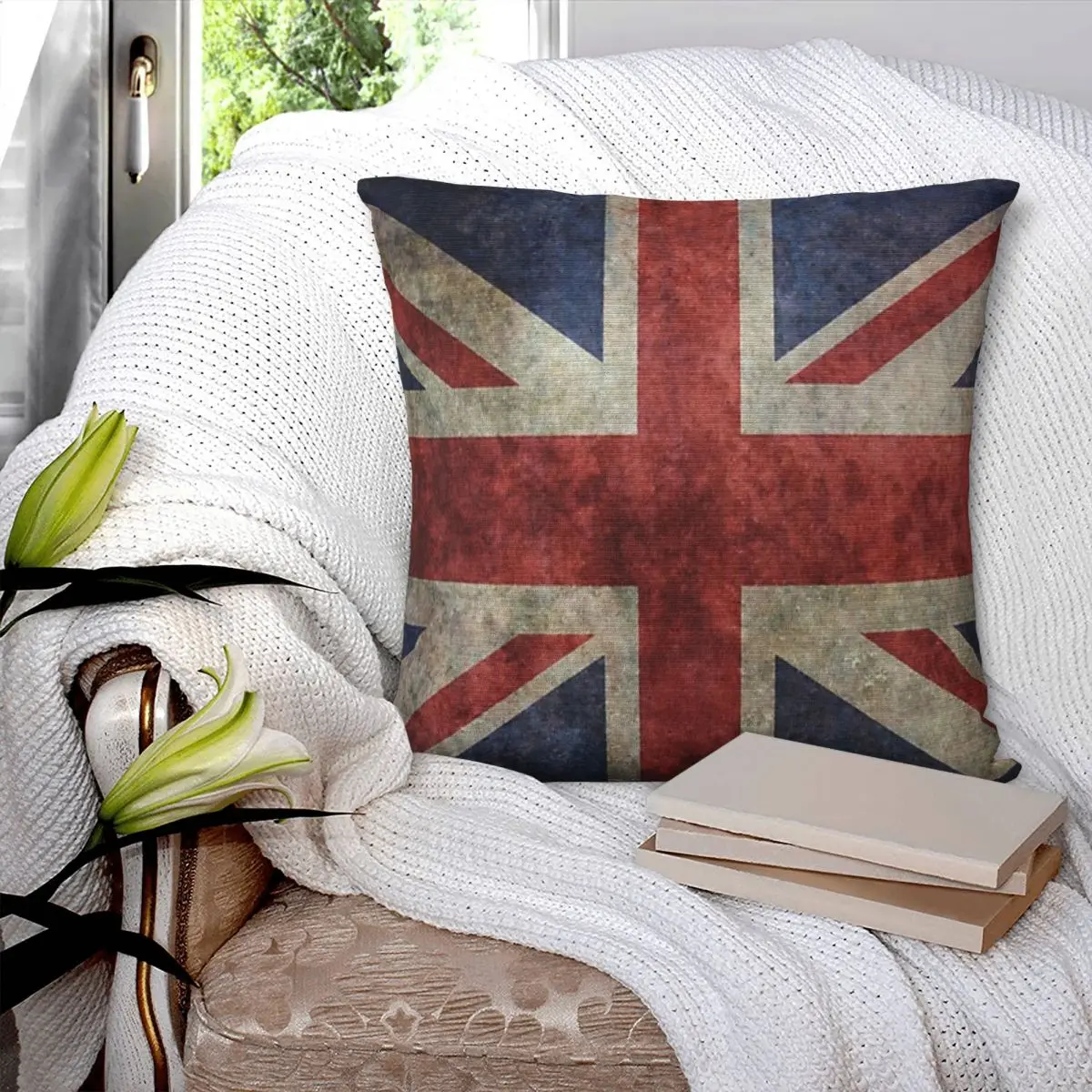 

British Flag Union Jack Square Pillowcase Pillow Cover Polyester Cushion Decor Comfort Throw Pillow for Home Bedroom