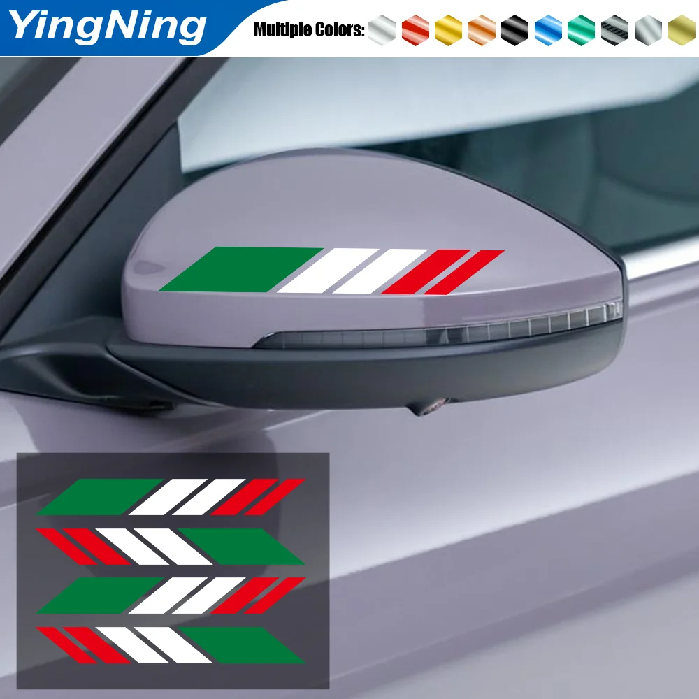 

Italy Flag Colors Car Side Mirror Stickers Reflective Stripe Decals Auto Exterior Decor Styling for Fiat Alfa Romeo Lamborghini