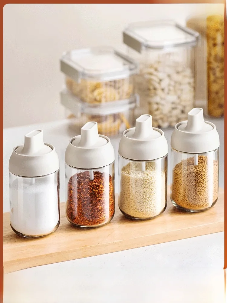 

Kitchen Seasoning Jar Set with Spoon Cover Inteated Spice Box Home Use Seasoning Subpaage Bottle Oil Pot Salt Jar Seasoni...