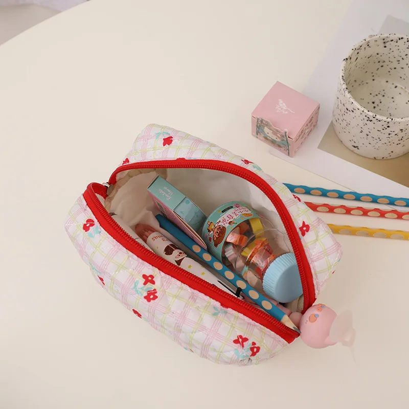 New Cotton Floral Storage Bag Travel Toiletries Organizer Makeup Bags Cosmetic Bag Ladies Portable Clutch Pouch Pencil Case