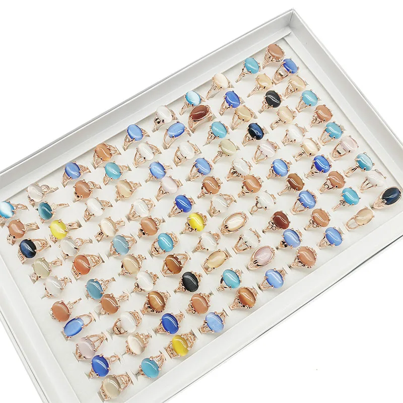 20 teile/los Großhandel Mix Farbe Opal Fingerringe für Frauen Mode oval großen blauen Stein hohl Design Schmuck Party Hochzeits geschenke – Detail 6
