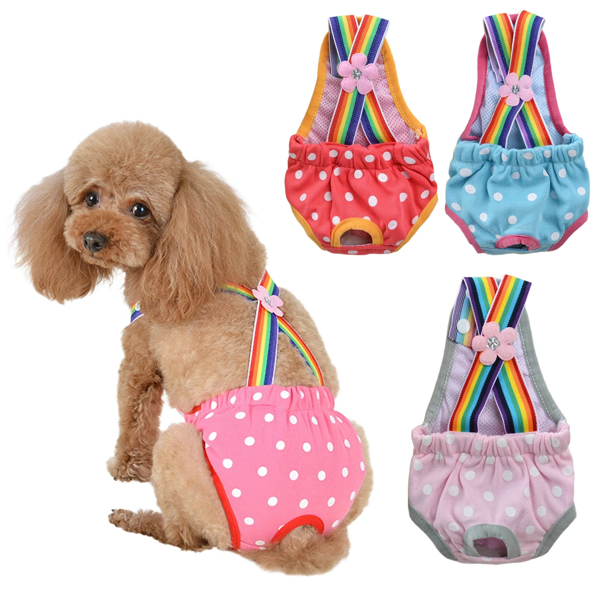 

XXS-XL Dog Diaper Sanitary Physiological Pants Washable Female Dog Underwear Dog Shorts Panties Menstruation Briefs Jumpsuit New