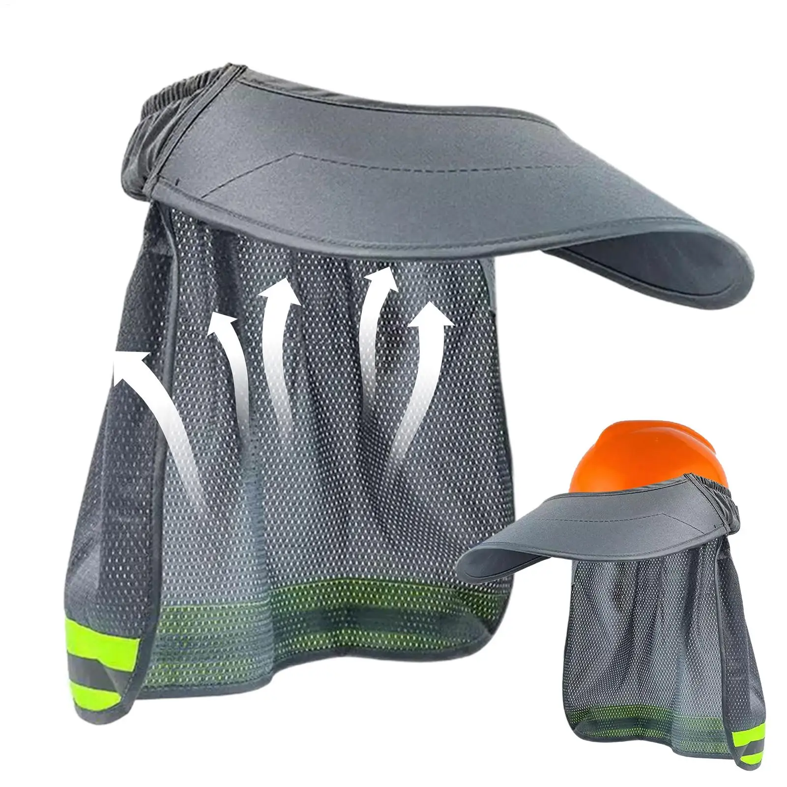 Sun Shield Protective Helmet Accessories with Reflective Strip Hard Hat Shade Mesh Neck Safety Gear Attachment for Working