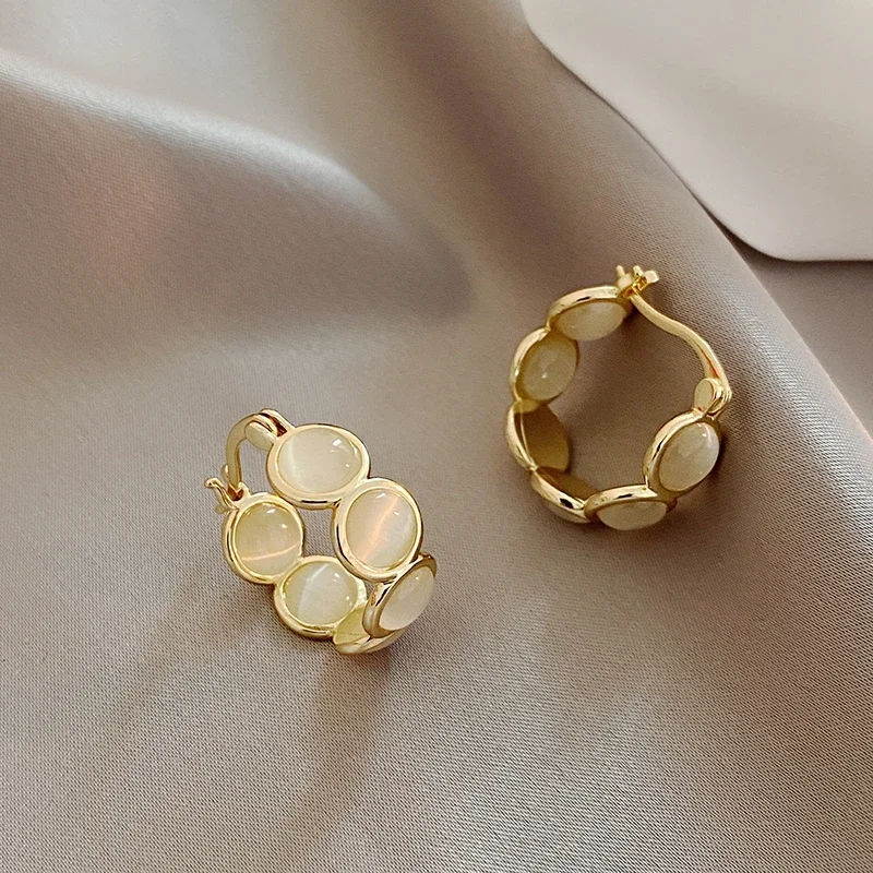 White & Green Stone Hoop Earrings — product information 10