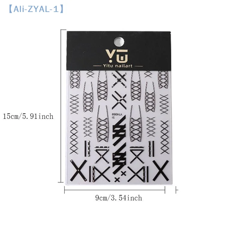 【ZYAL-1】5D Simple Black White Shiny Gold Rivet X Bandage Tie Adhesive Nail Art Stickers Decals Manicure Hot Girl Unique Charms