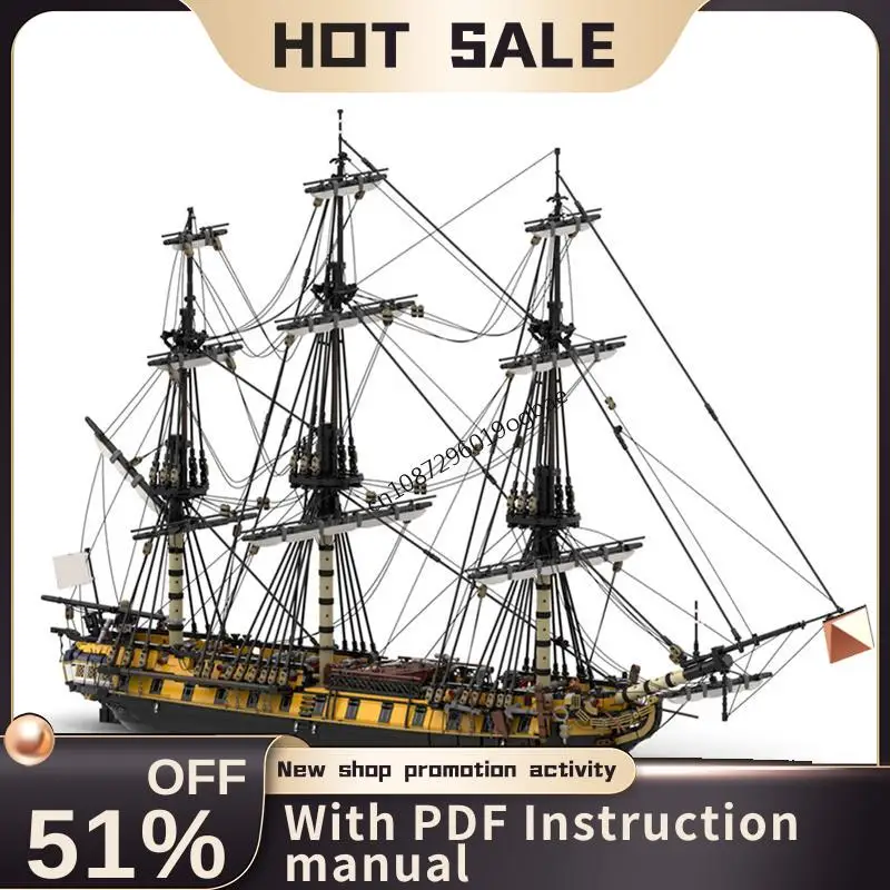 7825Pcs Moc European Medieval Pirates Series Hms Frigate Warship Diy Creative Ideas Imperial Flagship Toy Gift Custom Puzzles