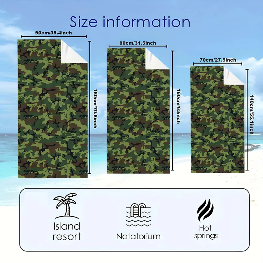 Klassisches grünes Camo Schnelltrocknendes Mikrofaser-Strandtuch Leichtgewichtig für Schwimmen, Camping, Yoga - Badetuch