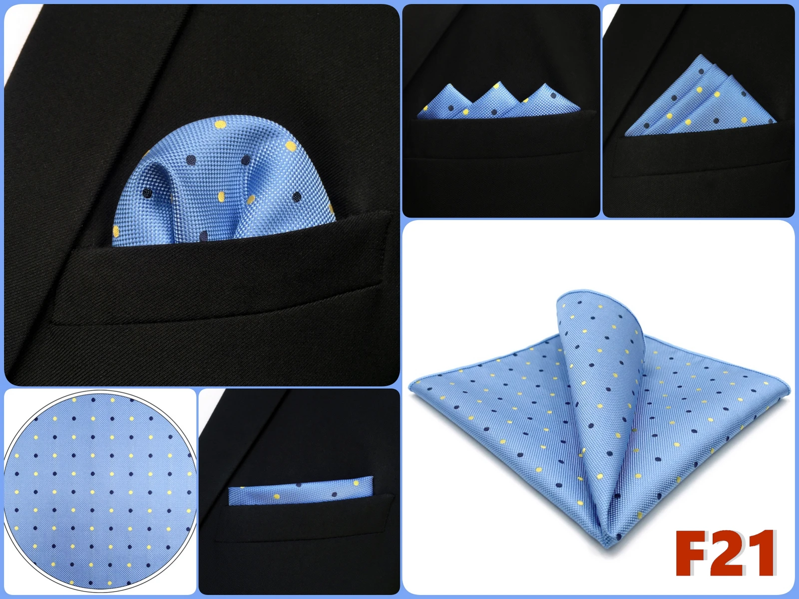 Pocket Square Handkerchief for Men Polka Dot Dots Plaid Check Checkered Suit Pocket Towel Hanky Mens Gift Wedding Business Party