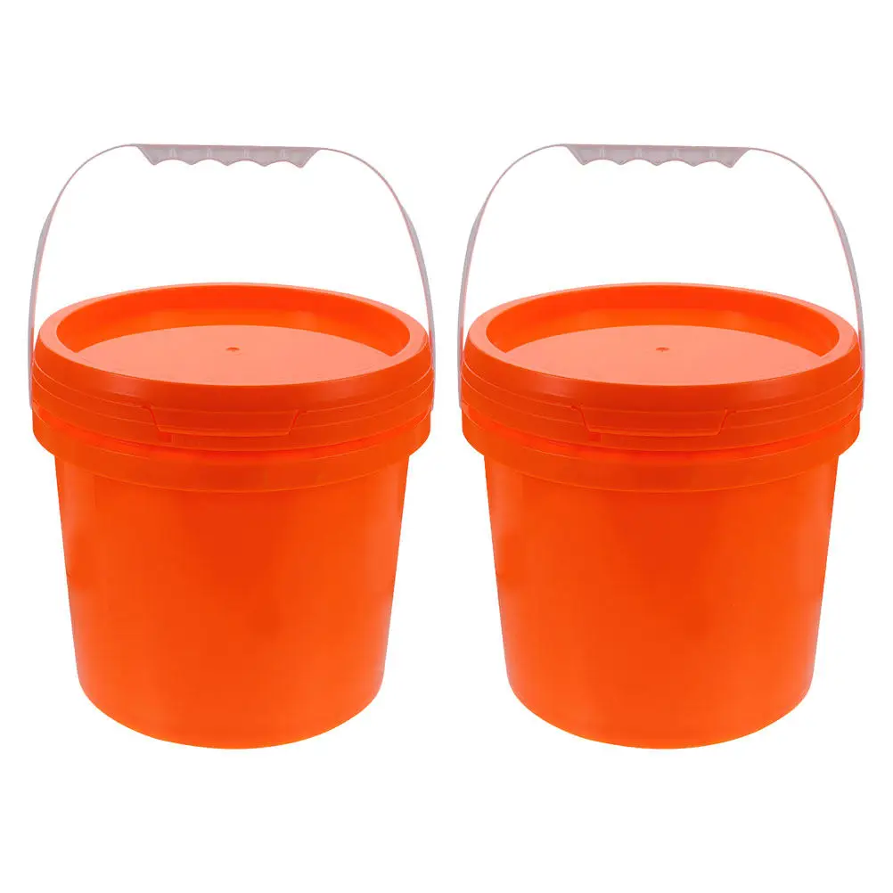 2Pcs Plastic Painting Bucket with Handle Round Paint Storage Container for Mixing Storing Pigments Adhesives Varnishes Art
