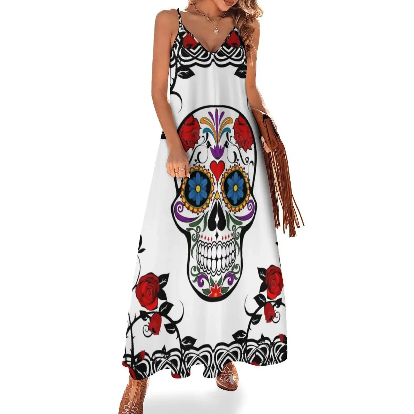 

Day of the Dead Sleeveless Dress women clothes luxury evening dress woman for wedding summer women's suit Woman clothes Dress