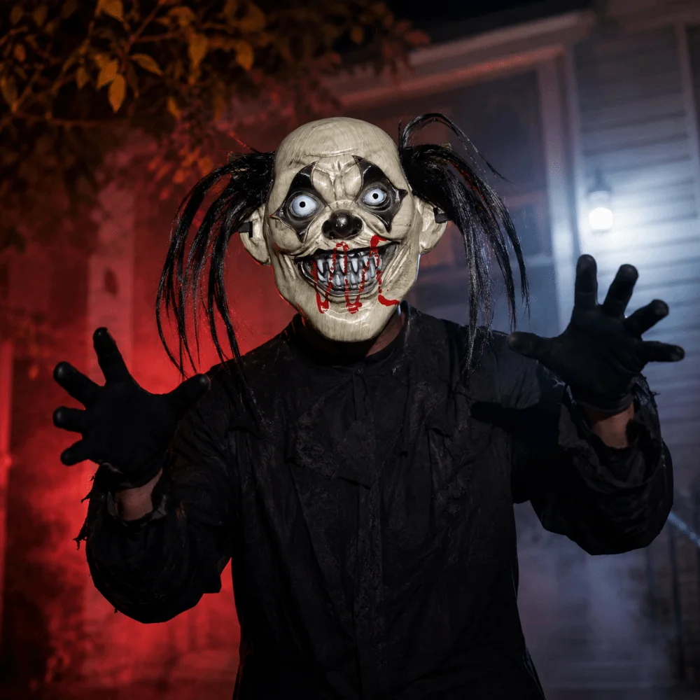 Facepiece Realistic Halloween Joker Mask Spooky Creativity Scary Joker Headgear Breathable Funny Scary Smile Mask Carnival Party