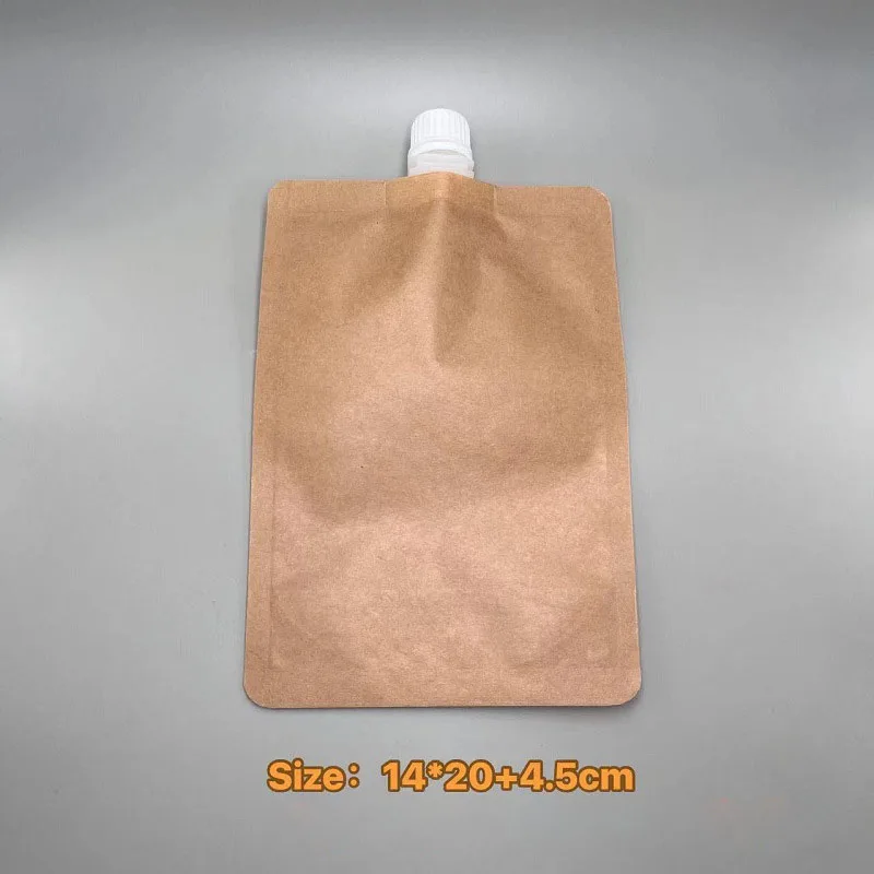 500ml Kraft Paper Spout Pouch For Liquid Drink Juice Disposable Packaging Stand Up Bag Cosmetic Makeup Packing